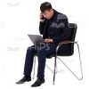 Adult Cutout Man Carefully Looks At the Information In Computer-0