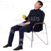 Office Employee Cutout Man Sitting Looking Up Holding Cup In Right Arm-0