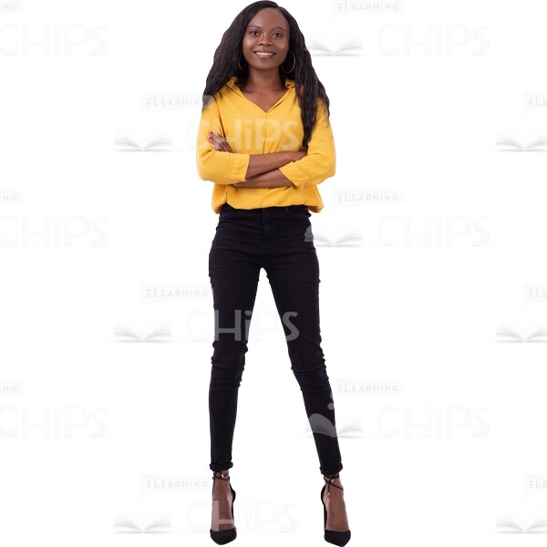 Woman Stands In Confident Pose With Crossed Hands Cutout Photo-0