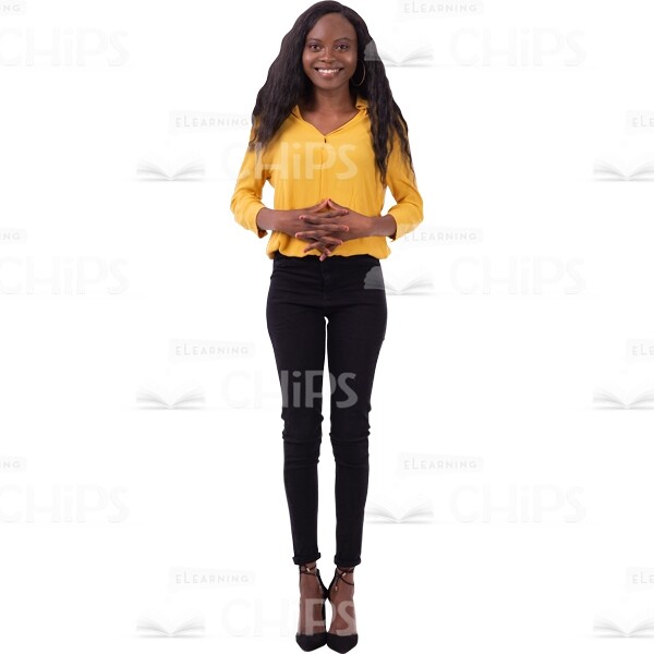 Young Cutout Woman Standing Straight Arms In Lock At Front Of Her-0