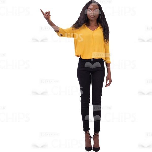 Young Cutout Woman With Long Hair Gesturing Index Finger-0
