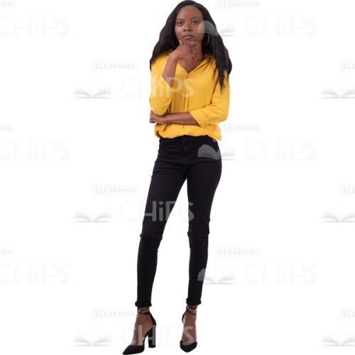 Confident Cutout Lady Standing In Pose With Crossed Hands Thinking-0