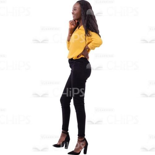 Excited Beautiful Woman Standing Pensively Left Profile Cutout-0