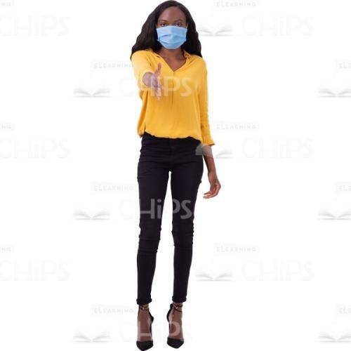 American Cutout Woman In Mask Greeting By Right Arm-0