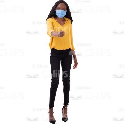 Good-Looking Cutout Lady In Mask Greeting With Clenched Hand-0