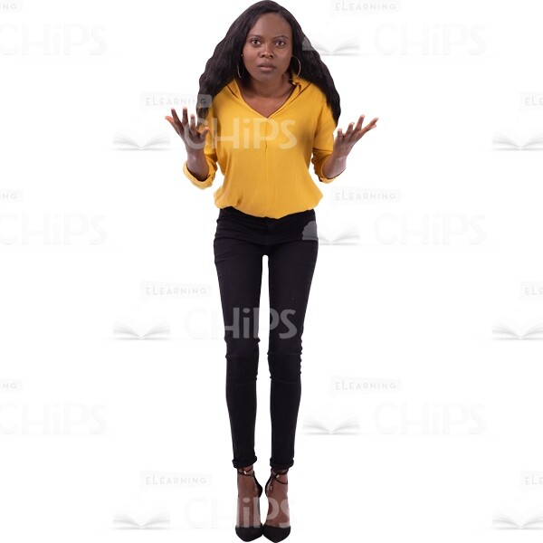 Confused Young Woman With Spreads Hands Photo Cutout-0