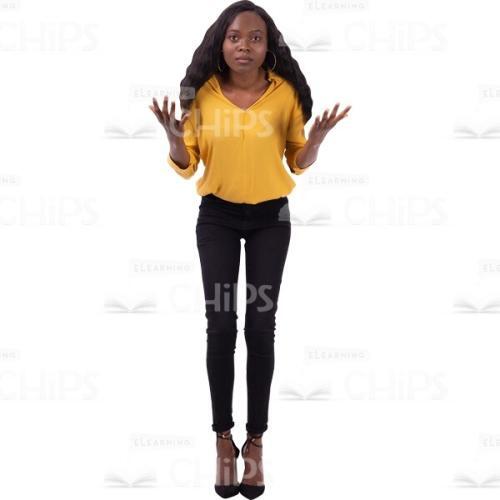 American Cutout Woman Standing In Amazement Raised Arms-0