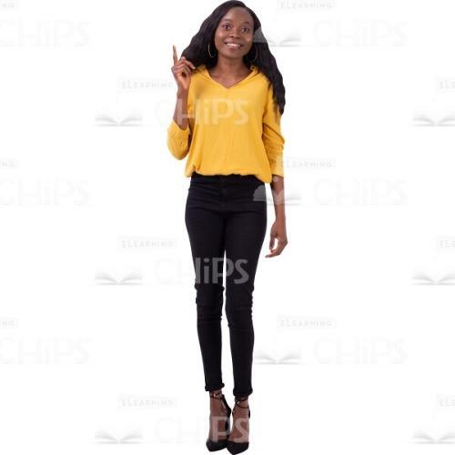 Inspired Cutout Woman Stands Straight Pointing By Finger At Up-0