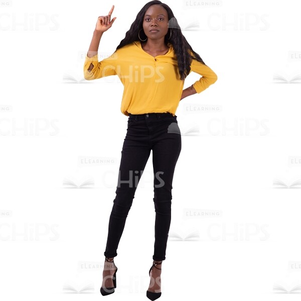 Serious Woman Holding Arm With Gesture Pointing Cutout Photo-0