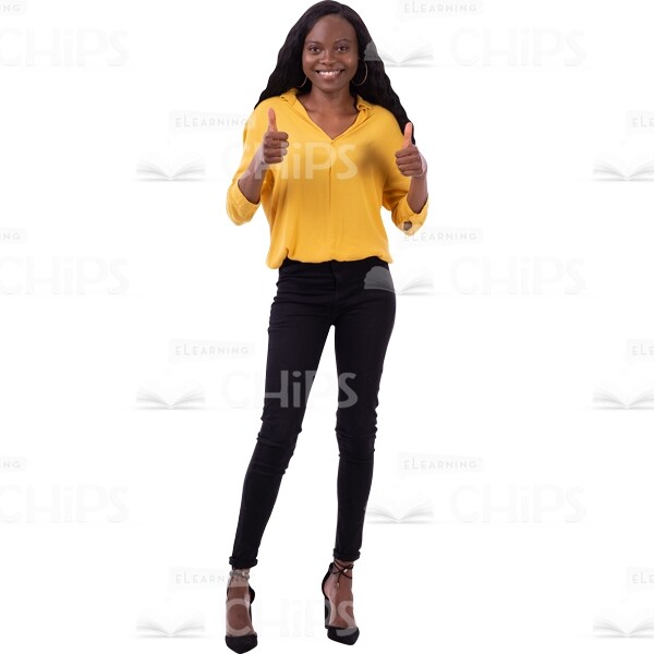 Happy Cutout Woman Showing Thumbs Up With Both Hands-0
