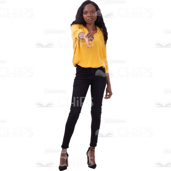 Cutout Woman In Casual Style Keeping Arm With Gesture Thumb Down-0