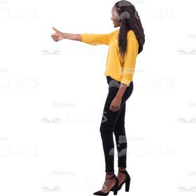 Side View Beautiful Cutout Woman Showing Cool Right Arm-0