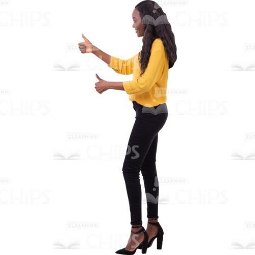Half-Turned Positive Cutout Lady By Hands Doing Gesture Like-0