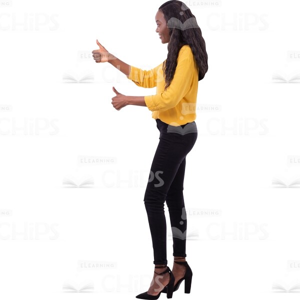 Half-Turned Positive Cutout Lady By Hands Doing Gesture Like-0