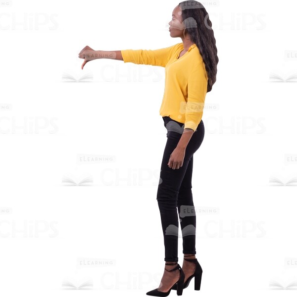 Disgruntled Cutout American Woman With Gesture Thumbs Down