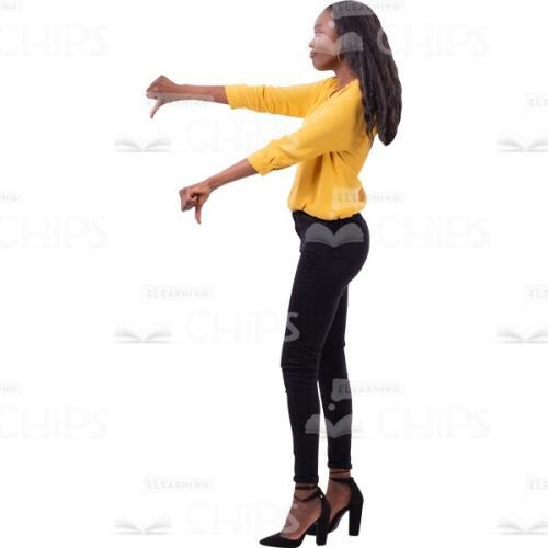 Disgruntled Cutout American Woman With Gesture Thumbs Down-0