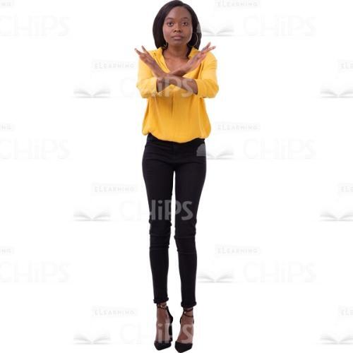 Worried Woman Holding Crossed Hands Sign Stop Cutout Photo-0