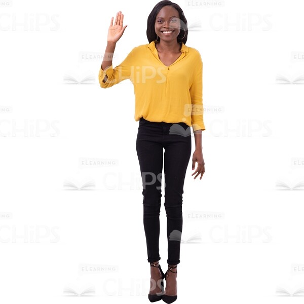 Cutout Woman In Casual Style Meets Someone Waves By Arm-0
