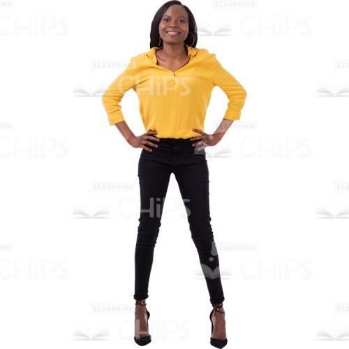 Confident American Woman With Arms On Waist Photo Cutout-0