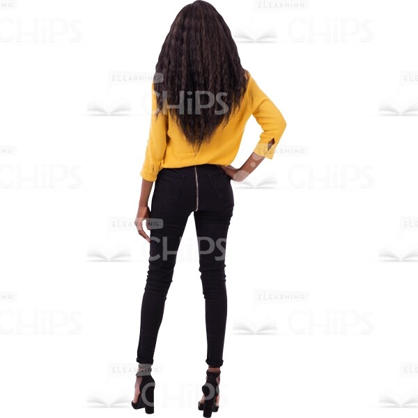 Woman Standing With Right Hand On Waist Back View Image Cutout-0