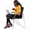 Excited Woman Looks In Computer Holds Arms In Lock Cutout-0