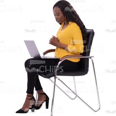 Pensive Cutout Woman Looking In Laptop Crossed Arms Side View-0