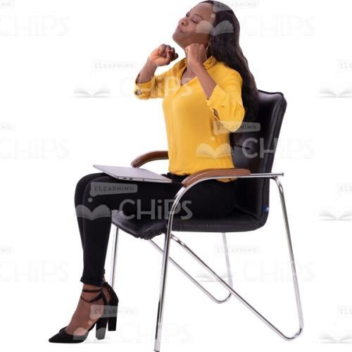 Cutout Woman Relaxed After Working With Laptop Closed Eyes-0