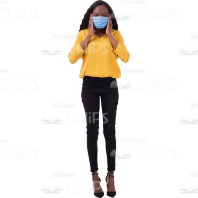 Young Cutout Woman Wearing Mask Straightens With Hands-0