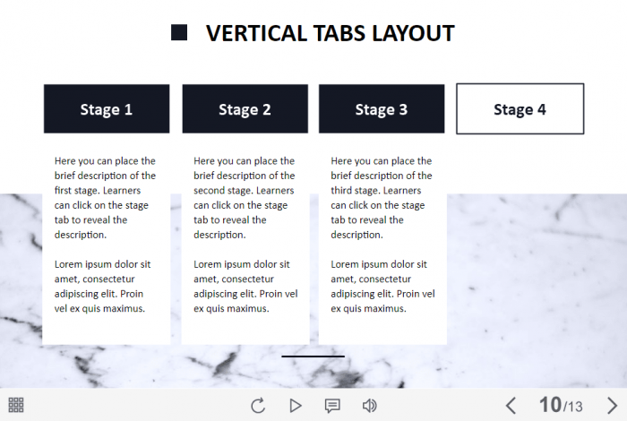 Stage Tabs — Lectora Template-61074