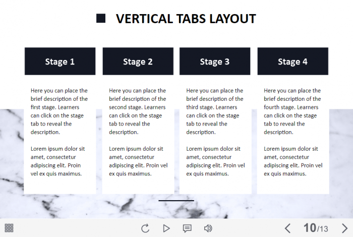 Stage Tabs — Lectora Template-61075