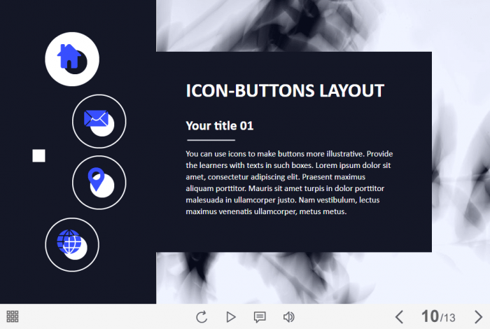 Four Buttons with Icons — Lectora Template-61083