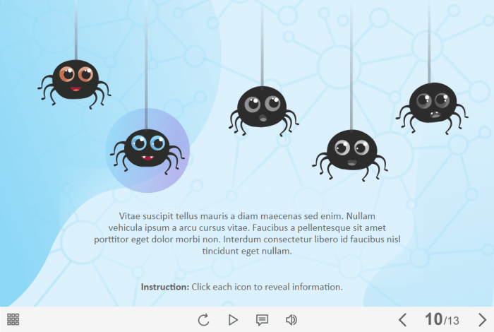 Clickable Cartoon Spiders — Lectora Template-61416