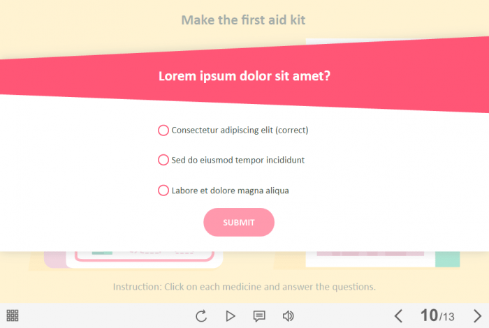 First Aid Kit Quiz — Lectora Template-61428