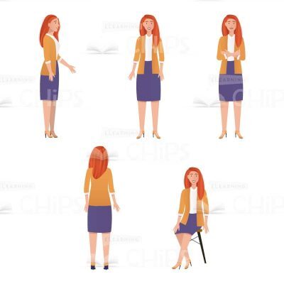Red Hair Young Woman Vector Character for Animation-61735