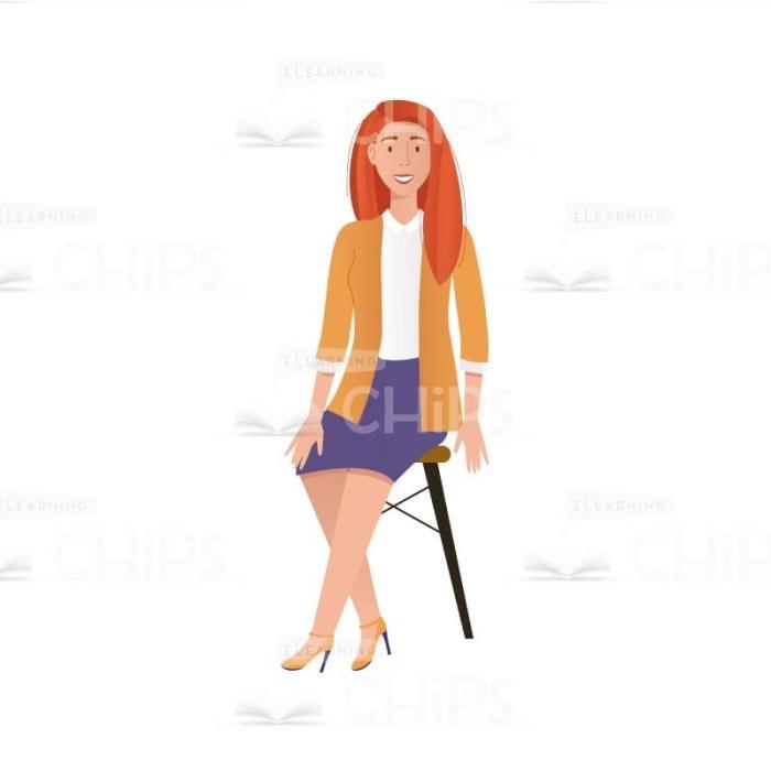 Red Hair Young Woman Vector Character for Animation-61736