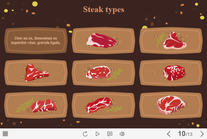 Cards with Steak Types — Lectora Template-61619