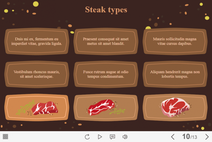 Cards with Steak Types — Lectora Template-61620