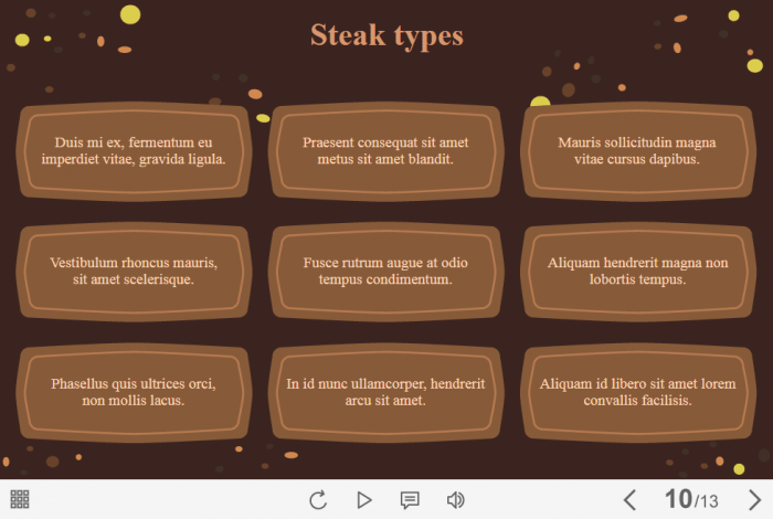Cards with Steak Types — Lectora Template-61621