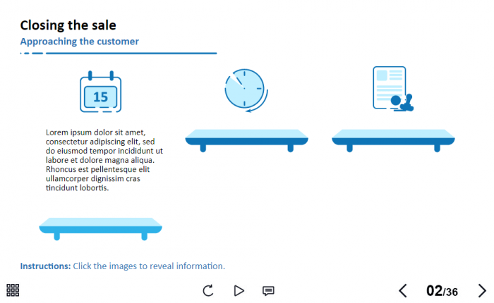 Clickable Shelves with Icons — Lectora Template-63796