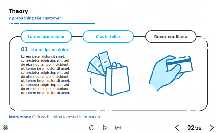 Three Buttons with Vector Icons — Lectora Template-63800